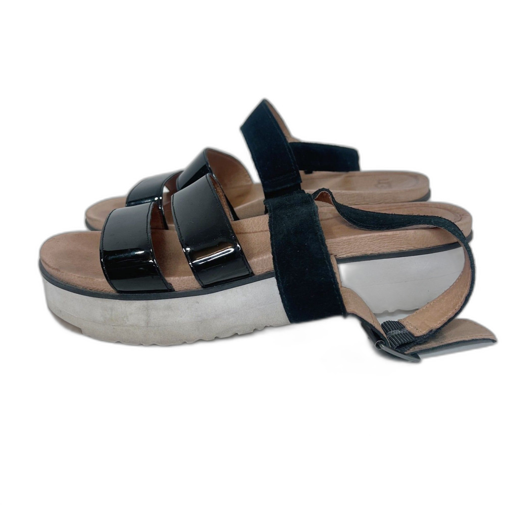 Ugg Braelynn Sandal Black Patent Leather Strappy Platform Sandal Size 9.5 - Picture 3 of 9